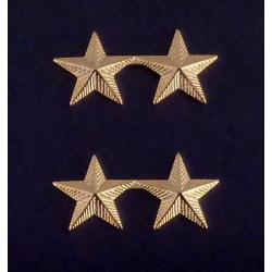 2 Stars 5/8" Corrugated Gold Collar Pins